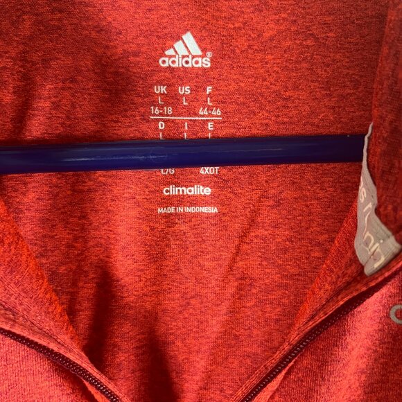 Adidas Shirt Mens Large Orange Performance 1/4 Zip Long Sleeve - Picture 4 of 8